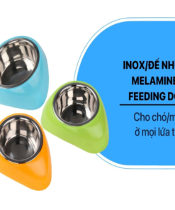 Chén Inox/đế nhựa Melamine S – FEEDING DOG