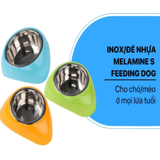 Chén Inox/đế nhựa Melamine S – FEEDING DOG