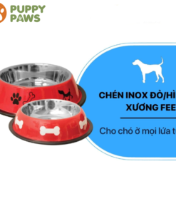 Chén Inox đỏ hình xương – FEEDY