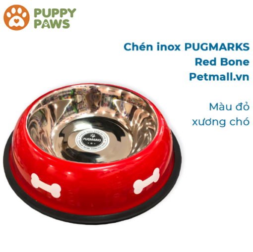 Chén Inox đỏ hình xương – FEEDY